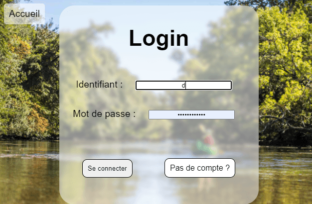 capture d'écran page login kayak_mor